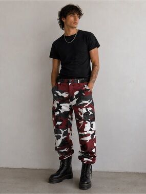 Rothco Red Black White Camo Cargo Jogger Pants XS Regular